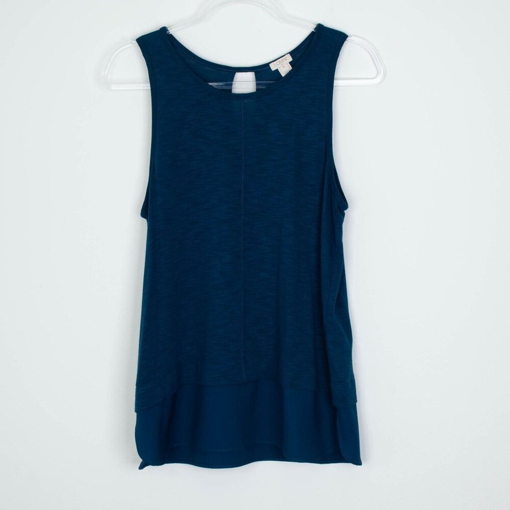 J. Crew Womens Drapey Tank Top With Silky Hem‎ Size M Blue Sleeveless Minimalist
